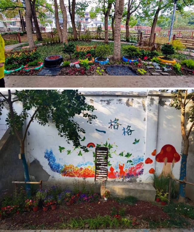 華理師生設(shè)計(jì)打造的鄉(xiāng)村微花園。學(xué)校供圖